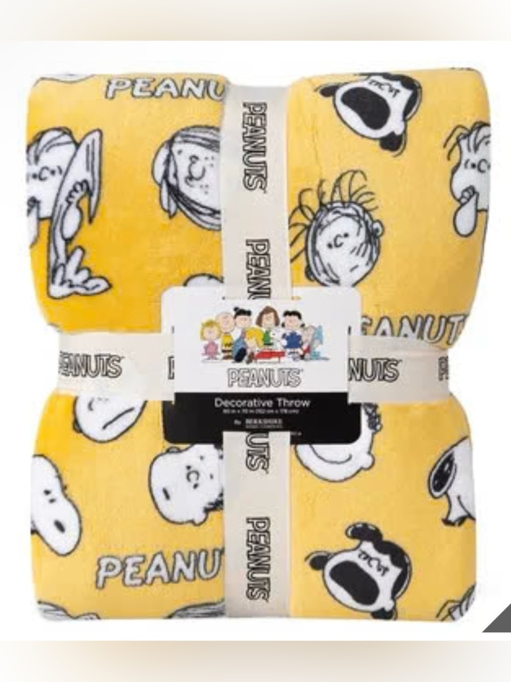 Peanuts Plush Throw Blanket - Yellow & White - 60”x70”